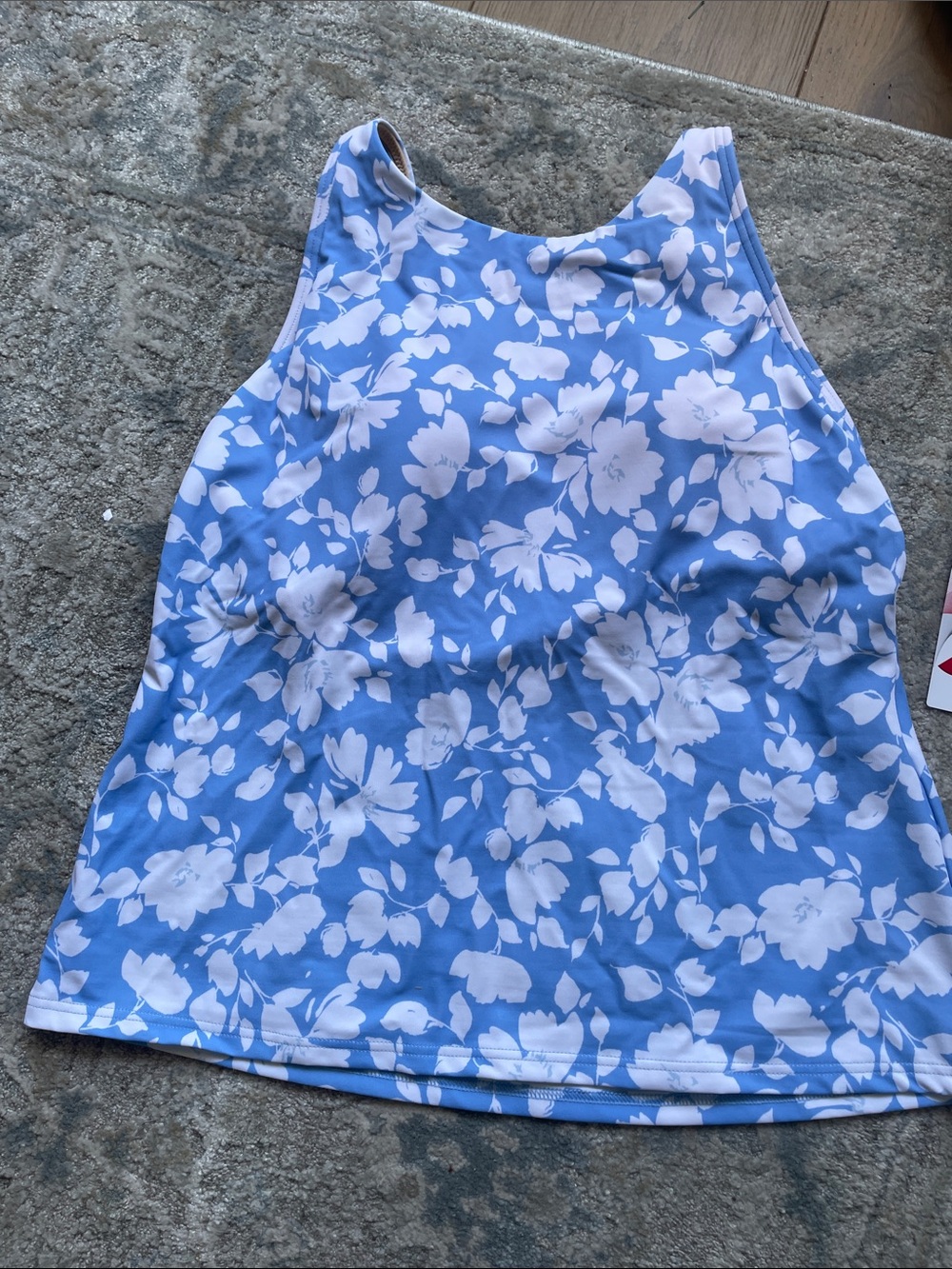 Women's lands end Blue Floral swim Tank Top
